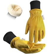 DULFINE Winter Leather Work Gloves for Men and Women,3M Thinsulate Lining for Cold Weather Work, ...