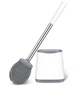 Toilet Brush, Silicone Toilet Brush and Holder, Flexible Toilet Bowl Brush Head with Ventilated H...