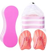 Bensbl 4 Pcs Swim Training Pull Buoy Hand Paddles Bag Set Include 1 Buoy 2 Hand Paddles 1 Bag wit...