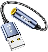 biaze USB to 3.5mm Jack Audio Adapter, External Stereo Sound Card USB-A to Audio Jack Adapter wit...