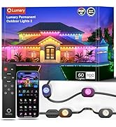 Lumary Smart Permanent Outdoor Lights 2 with Remote & Slide-Base, 100ft with 60 RGBAICW LEDs 3600...