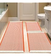 IM HOME Waffle Bath Mat Set 3 Piece Orange & Cream,Woven Modern Bath Rug Mats, Absorbent Non Slip...