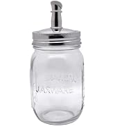 Jarware Glass Mason Jar and Oil Cruet Lid, Set of Regular Mouth 16oz Jar and Stainless Steel Oil ...