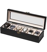 Exper City Watch Box, Watch Case for Men Women with Large Glass Lid, Wooden Watch Display Storage...