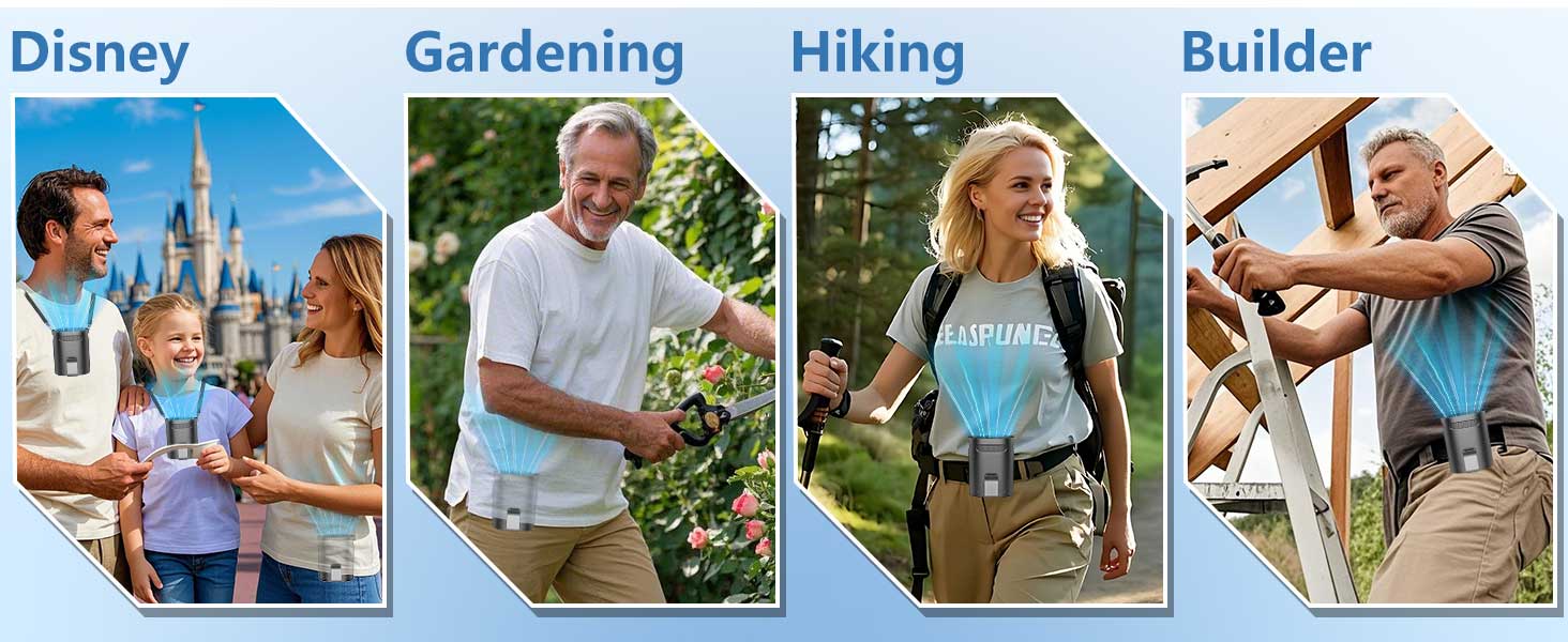 Small Quiet Pocket Waist Band Cooling Fan with Lanyard for Women Men Indoor Outdoor