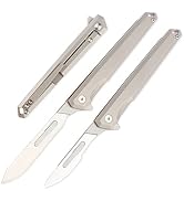 ainhue A42 Compact Slim Flipper Folding Pocket Scalpel Knife, 20pcs Replaceable Blades, 4.2 inche...