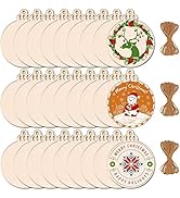 Max Fun 60PCS 3.5" DIY Wooden Christmas Ornaments Unfinished Predrilled Wood Slices Circles for C...