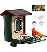 Smart Bird Feeder with Camera Solar Powered 1080P HD Video, 10,000+ Species AI Recognition, Real-...