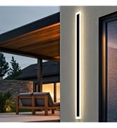 L LOHAS LED 78.7inch Long LED Modern Outdoor Wall Light, Black Rectangular Outdoor Wall Lights Ex...