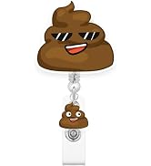 Funny Poop Badge Reel for ID Card Badge, Cute Poop Retractable Nurse Star Alligator Clip Badge Re...