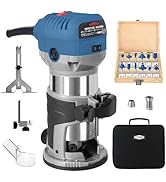 Dobetter 1.25HP Wood Router Tool, 6.5Amp Electric Trim Router, 6 Variable Speed Compact Palm Rout...