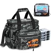 KastKing BaitSpace Fishing Tackle Bag With 4 Tackle Boxes & Removable Bait Binder, Water-Resistan...