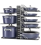 ORDORA Pots and Pans Organizer: Under Cabinet, Adjustable 8-Tier Pot Organizers inside Cabinet, K...
