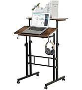 SIDUCAL Mobile Standing Desk, Portable Stand Up Desk, Small Adjustable Converter with Wheels Home...