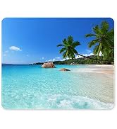 Auhoahsil Mouse Pad, Square Beach Style Anti-Slip Rubber Mousepad with Durable Stitched Edges for...