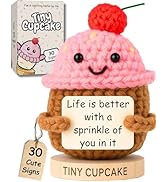 Friendship Gifts for Women - Handmade Positive Crochet Cupcake with 30 Cute Affirmation Cards for...