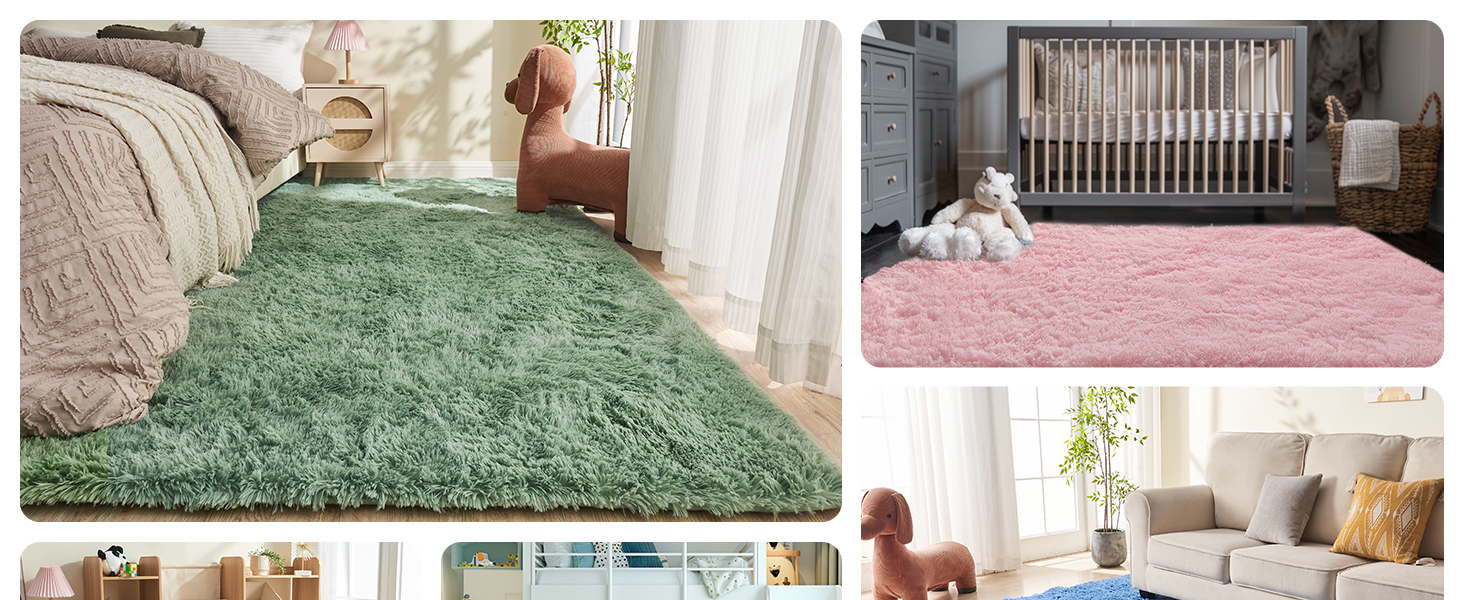 OPPODREAM Fluffy Area Rugs for Girls and Boys, Shaggy Rug for Bedroom, Fuzzy Carpet for Living Room