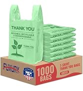 Fuxury Green Plastic Thank You Bags (1000 Count) 11.5 x 6.5 x 21, Grocery, Take Out, To Go, Retai...