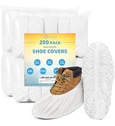 squish 200 Pack Shoe Covers Disposable Non-Slip, White Non-Woven Fabric Boot Covers for Indoors B...