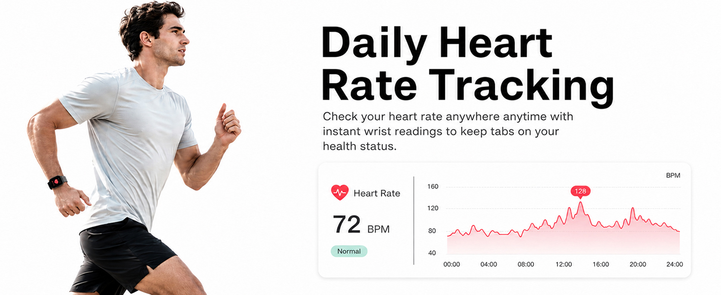 Check your heart rate anywhere anytime with instant wrist readings to keep tabs on health status
