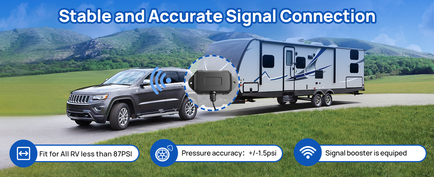Masoll RV Tire Pressure Monitor System, equiped signal booster , stable and accurate signal connect