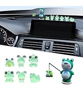 yorpyep 7 PCS Luminous Frog Car Dashboard Decoration, Fun Mini Center Console Ornaments, Self-adh...