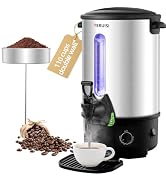 TERUISI Commercial Coffee Urn, 110 Cup 1300W Hot Water Urn, 16L Large Coffee Maker, Dual Wall Sta...