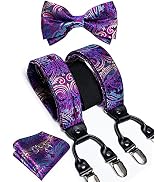 DiBanGu Paisley Bow Tie and Supenders for Men Tuxedo Heavy Duty 6 Clips Suspender Adjustable Y-Sh...