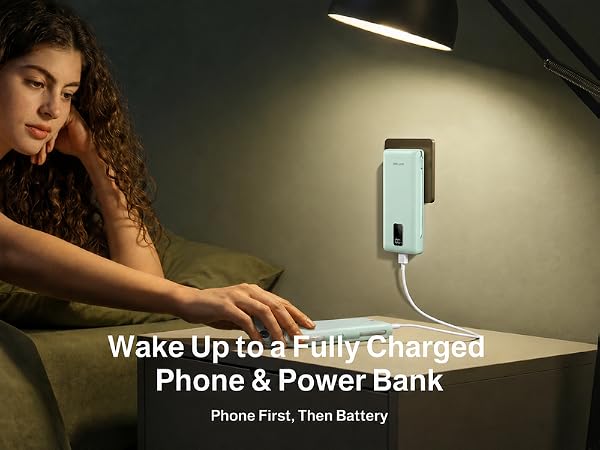 Portable Charger with AC Plug and Built-in Cables