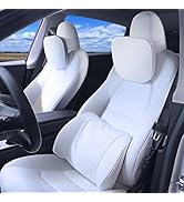 Erivis Tesla Seat Headrest Pillow Lumbar Support Cushion Fits for Tesla Accessories,Car Seat Cush...