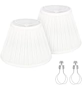 Small Pleated Lamp Shades Set of 2, White Empire Lamp Shades, 5.5" Top x 10" Bottom x 6.6" High, ...