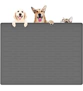 Silicone Pet Food Mats, Anti-Slip Dog Feeding Mat, 39.4 by 29.5in Pet Bowl Mat, Largest Dog Water...