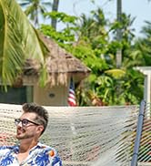 Lazy Daze Hammocks 2 Person Caribbean Rope Hammock with Wood Stand, 10.5FT Polyester Hammock with...