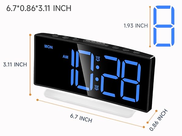 compact small digital alarm clock large display 2 inch LED digits easy read for bedrooms desk dorm