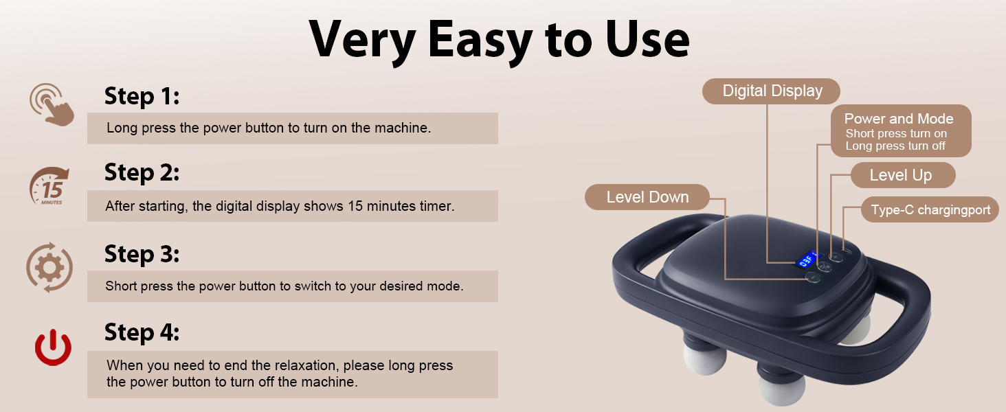 4 Head Massage Gun, massage gun, Deep Tissue Percussion Massager, back massager, neck massager