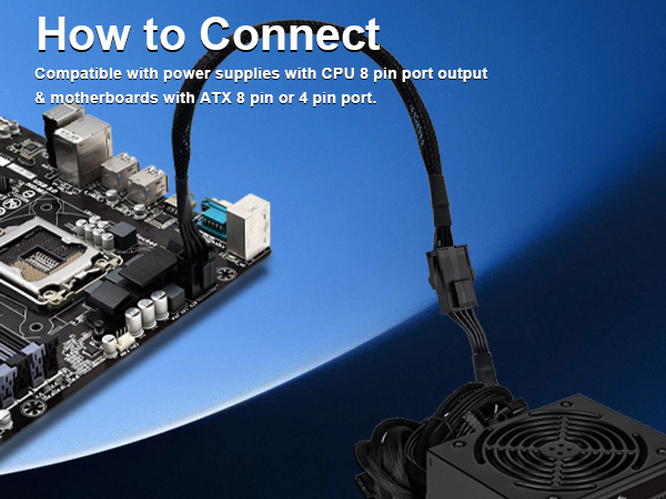 CPU 8(4+4) Pin Extension Power Adapter