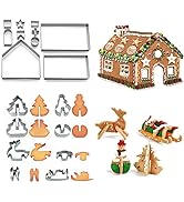 Gingerbread House Cookie Cutter Set, 3D House Cookie Cutter, Stainless Steel Biscuit Cutter Mold ...