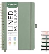 AHGXG Lined Spiral Notebook Journal for Women, 140 Pages Hardcover Leather Notebook College Ruled...