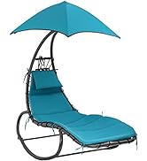 Rocking Lounge Chair Hammock Chair Patio Chair Swing Recliner Chair with Waterproof Canopy Remova...