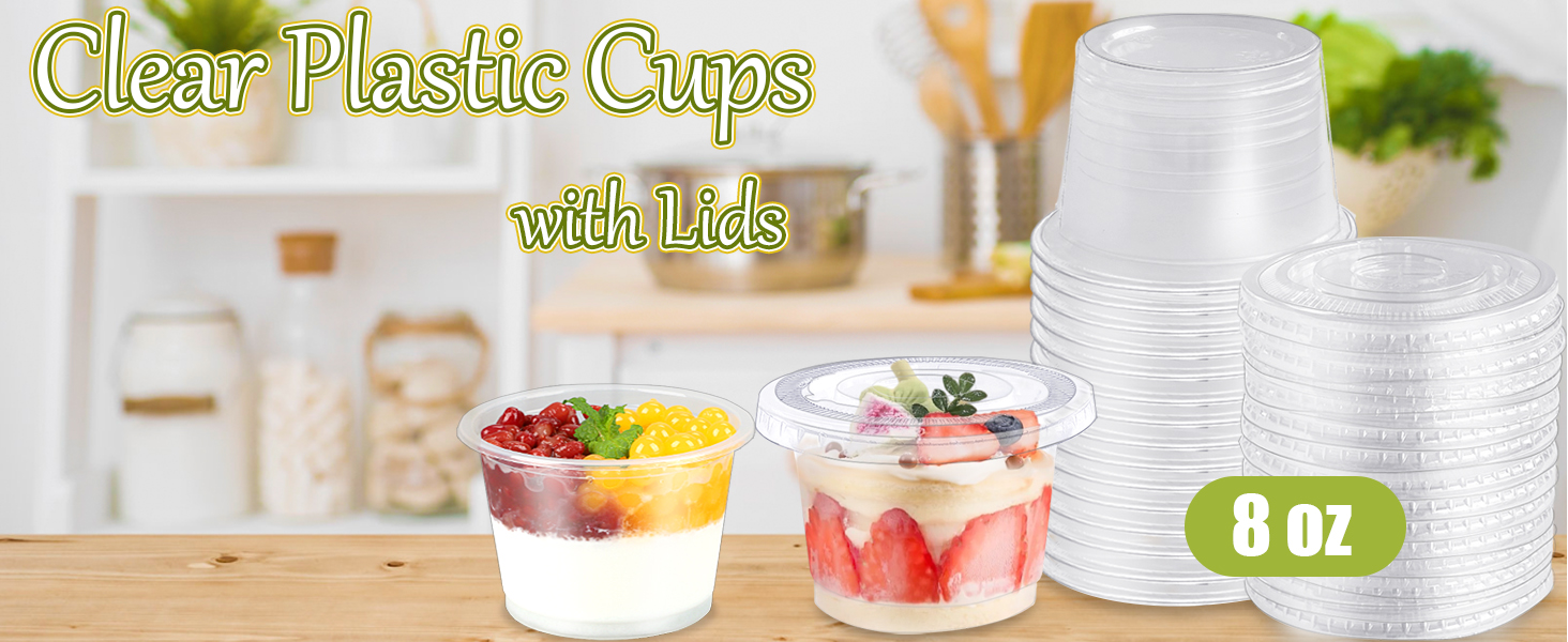2 clear plastic cups