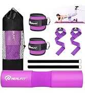 NEALFIT Barbell Pad Set with Lifting Straps & Ankle Straps - Squat Pad for Hip Thrusts, Lunges, W...