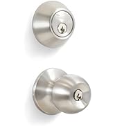 Premier Lock ED03 Entry Door Knob Deadbolt Combo Lock Set with 6-Keys, Satin Stainless Steel, 1-Pack