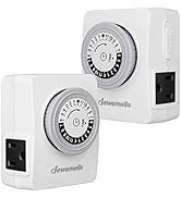 DEWENWILS 24-Hour Indoor Mechanical Outlet Timer, Timers for Electrical Outlets with 2 Grounded O...