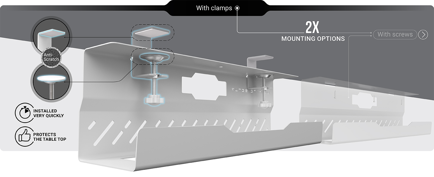 cable management under desk cable tray white