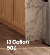 SONGMICS Trash Can, 13-Gallon, Stainless Steel, Soft-Close Lid | Automatic garbage can, wave or t...