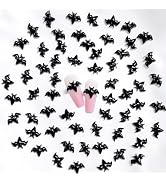 100Pcs Black Halloween Miniature Bats Nail Art Charms Cartoon 3D Tiny Resin Bats Nail Art Rhinest...