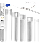 30 PCS Large Eye Sewing Needles, 5 Size Hand Sewing Needles, Leather Embroidery Thread Needle, St...