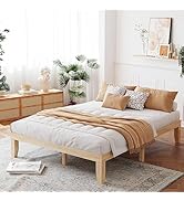Giantex 14 Inch Queen Wood Platform Bed Frame, Minimalist Mattress Foundation with Solid Rubber W...