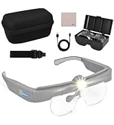 HUIBOER Head Magnifying Glass with Light, 3 Adjustable Brightness Lights, 4 Detachable Lenses 1.5...