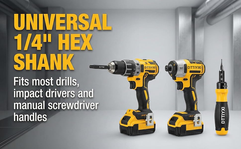 UNIVERSAL 1/4"HEX SHANK 2T30 Fits most drills,impact drivers andmanual screwdriverhandles